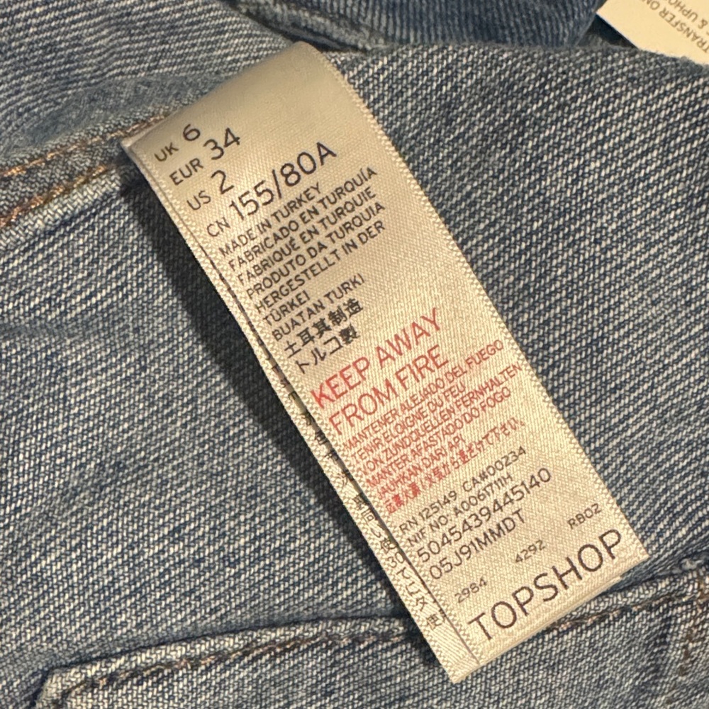 Topshop MOTO Cropped Denim Jacket Size 2 - Picture 10 of 11